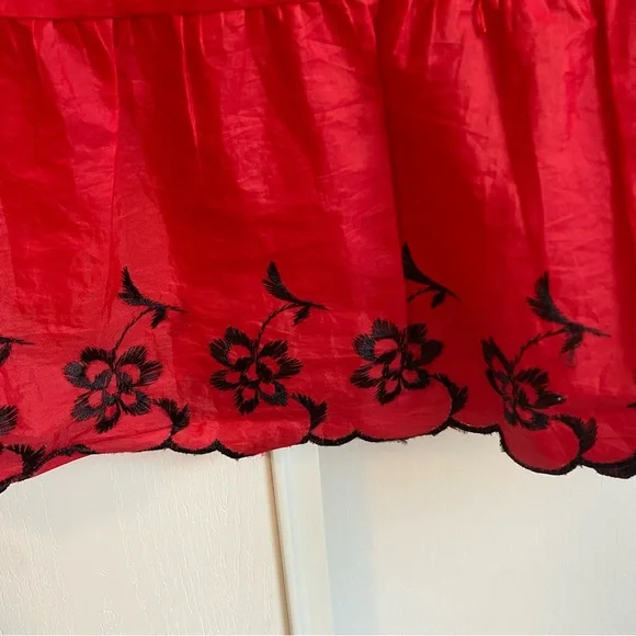 Vintage Red Petticoat w/ black embroidery Halloween costume square dance - Picture 4 of 7